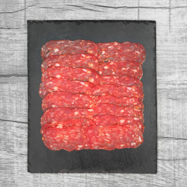 4190 Chili Salami geschnitten, Ansicht von oben