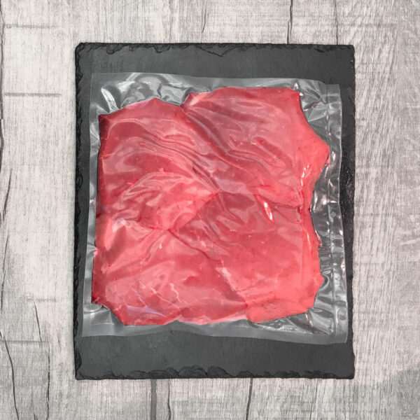 4338-Angus-Rinder-Bratenstuecke-Minuten-Steaks, natur - Ansicht von oben, verpackt