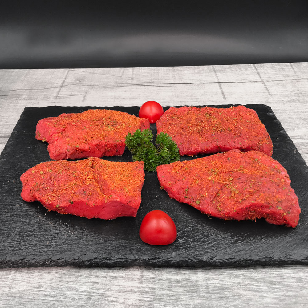 4339-Angus-Rinder-Bratenstuecke-Minuten-Steaks, mariniert - Ansicht von vorne