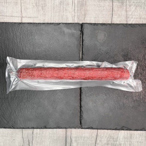 4199 Highland Beef Edelsalami im Ganzen Ansicht von oben, verpackt